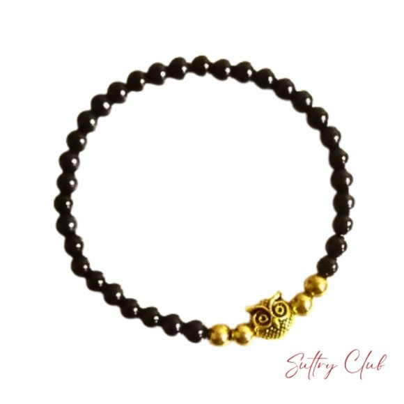 Obsidian And Hematite Alpha Owl Bracelet - Picture 2 of 7